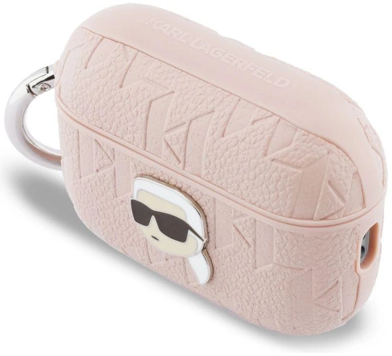 Karl Lagerfeld Monogramos dėklas su Karl galvos dizainu AirPods Pro 3 - Rožinis
