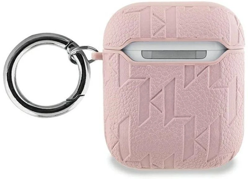 Karl Lagerfeld Monogramos Karl & Choupette galvos dėklas, skirtas AirPods 1 / 2 - rožinis