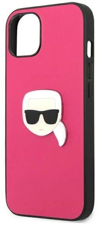 Dėklas Karl Lagerfeld HARDCASE KLHCP13SPKMP 13 MINI LEATHER IKONIK KARL'S HEAD METAL Rožinis
