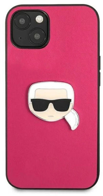 Dėklas Karl Lagerfeld HARDCASE KLHCP13SPKMP 13 MINI LEATHER IKONIK KARL'S HEAD METAL Rožinis