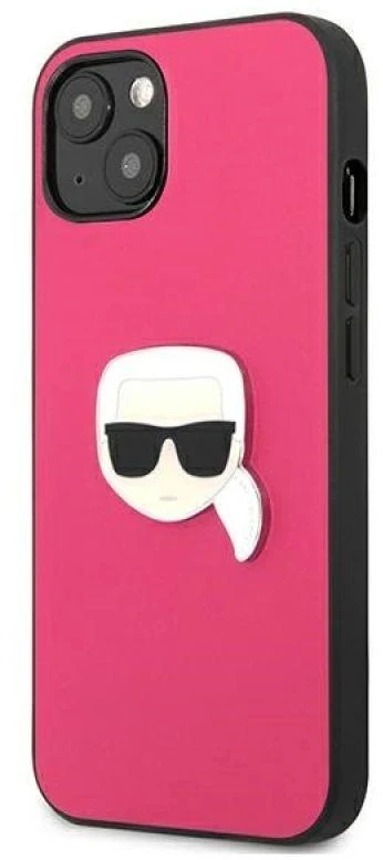 Dėklas Karl Lagerfeld HARDCASE KLHCP13SPKMP 13 MINI LEATHER IKONIK KARL'S HEAD METAL Rožinis