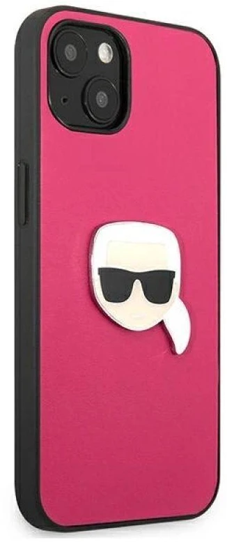Dėklas Karl Lagerfeld HARDCASE KLHCP13SPKMP 13 MINI LEATHER IKONIK KARL'S HEAD METAL Rožinis