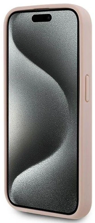 Karl Lagerfeld KLHMP15LPKHPORPP iPhone 15 Pro 6.1″ kietas dėklas rožinės spalvos Leather Monogram Metal Logo