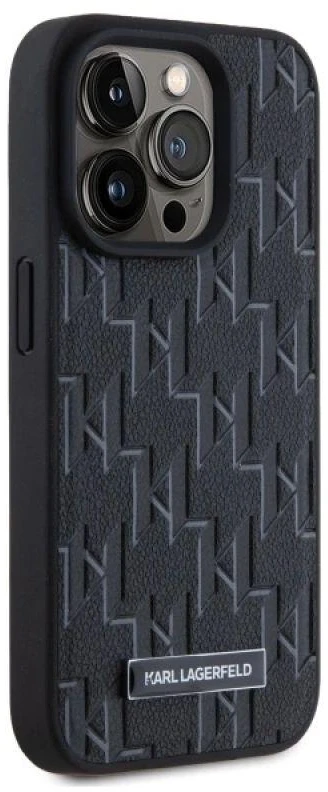 Karl Lagerfeld KLHMP15LPKHPORPK Apple iPhone15 Pro 6.1″ kietas dėklas juodos spalvos Leather Monogram Metal Logo MagSafe