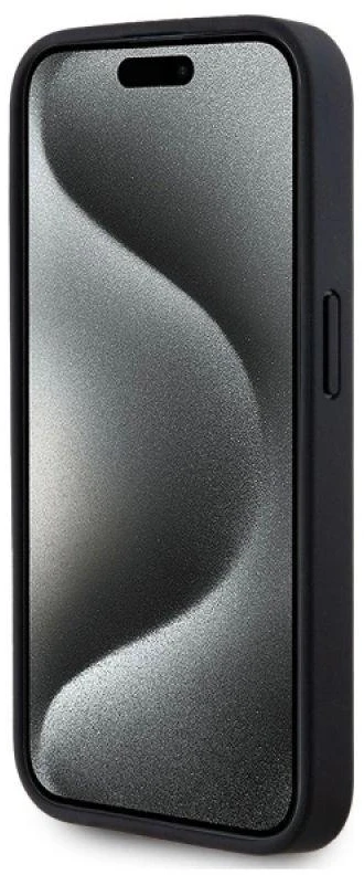 Karl Lagerfeld KLHMP15LPKHPORPK Apple iPhone15 Pro 6.1″ kietas dėklas juodos spalvos Leather Monogram Metal Logo MagSafe