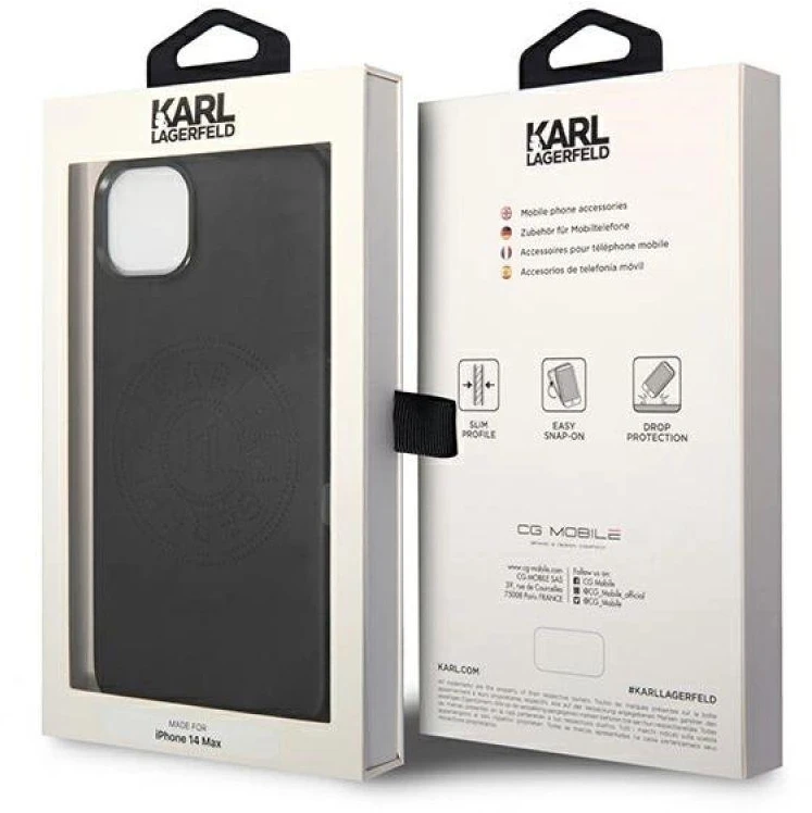 Karl Lagerfeld KLHCP14MFWHK Apple iPhone 14 Plus 6,7" dėklas telefonui juodos spalvos Leather Perforated Logo