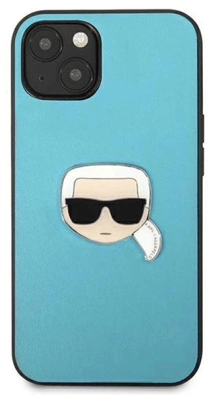 Dėklas Karl Lagerfeld KLHCP13SPKMB IPHONE 13 MINI 5.4 "Mėlynas/Mėlynas HARDCASE LEATHER IKONIK KARL`S HEAD METAL