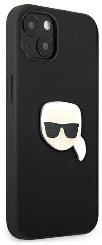 Dėklas Karl Lagerfeld KLHCP13SPKMK IPHONE 13 MINI 5.4 "Juodas/Juodas HARDCASE LEATHER IKONIK KARL`S HEAD METAL