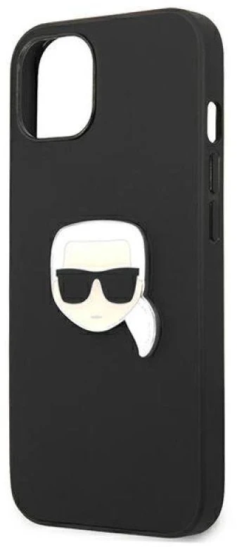 Dėklas Karl Lagerfeld KLHCP13SPKMK IPHONE 13 MINI 5.4 "Juodas/Juodas HARDCASE LEATHER IKONIK KARL`S HEAD METAL