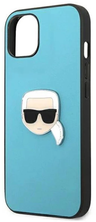 Dėklas Karl Lagerfeld KLHCP13SPKMB IPHONE 13 MINI 5.4 "Mėlynas/Mėlynas HARDCASE LEATHER IKONIK KARL`S HEAD METAL