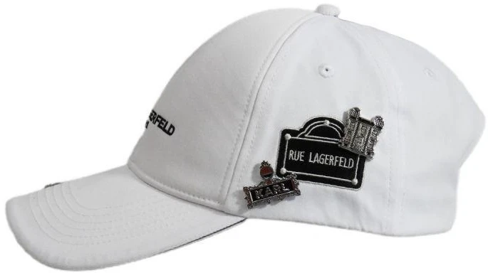 Karl Lagerfeld Paris balta kepurė su dirželiu – L5WH7947-wht