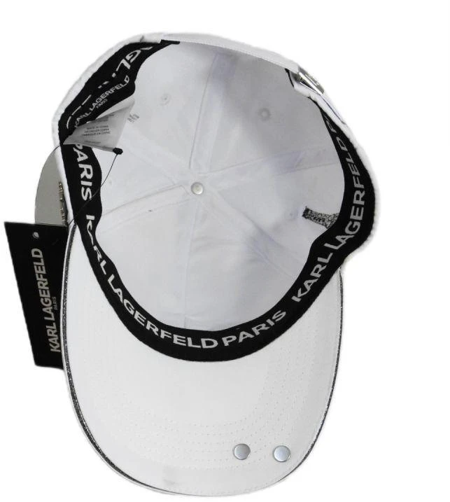 Karl Lagerfeld Paris balta kepurė su dirželiu – L5WH7947-wht