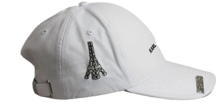 Karl Lagerfeld Paris balta kepurė su dirželiu – L5WH7947-wht