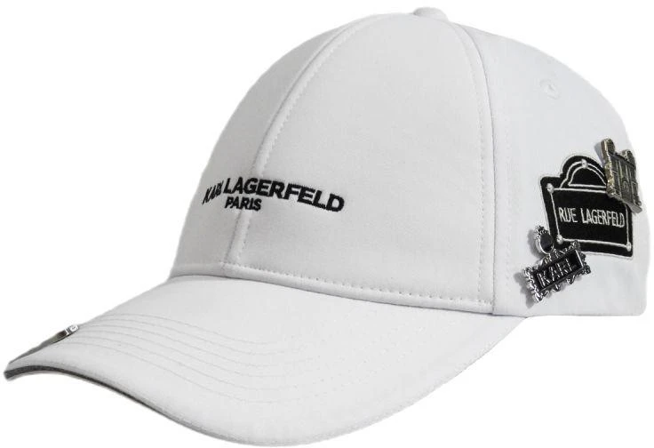 Karl Lagerfeld Paris balta kepurė su dirželiu – L5WH7947-wht