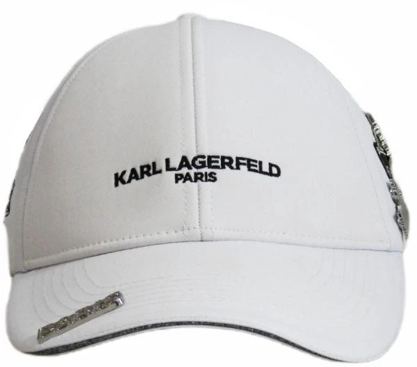 Karl Lagerfeld Paris balta kepurė su dirželiu – L5WH7947-wht