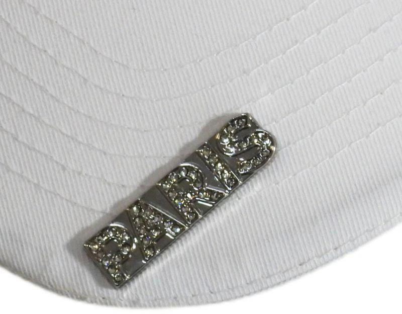 Karl Lagerfeld Paris balta kepurė su dirželiu – L5WH7947-wht