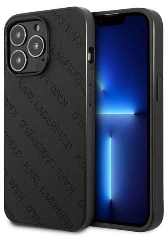 Karl Lagerfeld KLHCP13LPTLK Apple iPhone 13 Pro / 13 6,1″ kietas dėklas juodos spalvos Perforated Allover