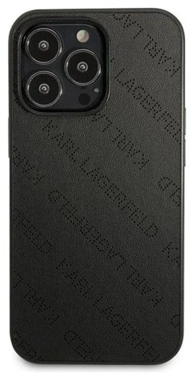 Karl Lagerfeld KLHCP13LPTLK Apple iPhone 13 Pro / 13 6,1″ kietas dėklas juodos spalvos Perforated Allover