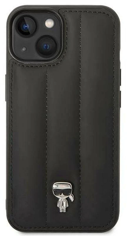 Karl Lagerfeld KLHCP14SPSQPK Apple iPhone 14/ 15 / 13 6,1″ kietas dėklas juodos spalvos Puffy Ikonik Pin