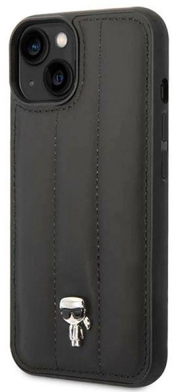 Karl Lagerfeld KLHCP14SPSQPK Apple iPhone 14/ 15 / 13 6,1″ kietas dėklas juodos spalvos Puffy Ikonik Pin