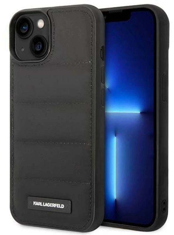 Dėklas Karl Lagerfeld KLHCP14MPSQAK IPHONE 14 PLUS / 15 PLUS 6.7 "HARDCASE JUODA / Juodas PUFFY ELONGATED LOGO