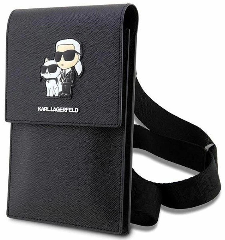 Krepšys Karl Lagerfeld Saffiano Karl & Choupette Head (KLWBSAKCPMK) juodos spalvos