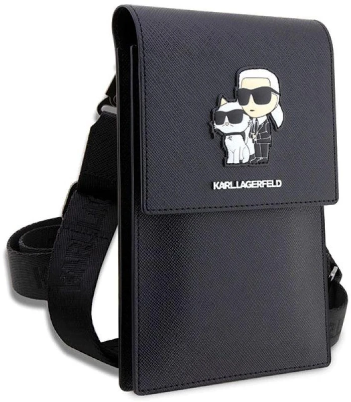 Krepšys Karl Lagerfeld Saffiano Karl & Choupette Head (KLWBSAKCPMK) juodos spalvos