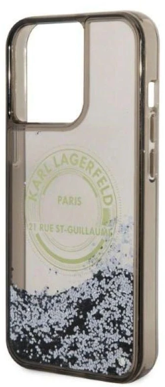 Karl Lagerfeld KLHCP14XLCRSGRK iPhone 14 Pro Max 6,7″ juodos spalvos kietas dėklas Liquid Glitter RSG