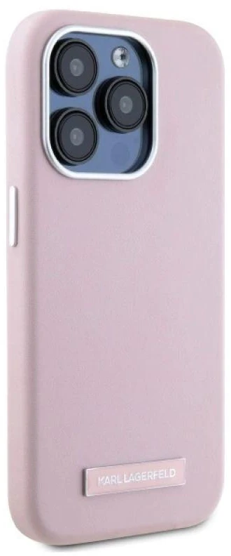 Karl Lagerfeld KLHMP15LPGMSRPP Apple iPhone 15 Pro 6.1″ rožinės spalvos kietas dėklas FW Metal Plate MagSafe