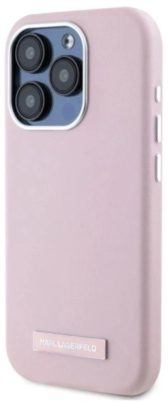Karl Lagerfeld KLHMP15XPGMSRPP Apple iPhone 15 Pro Max 6.7″ rožinės spalvos kietas dėklas FW Metal Plate MagSafe