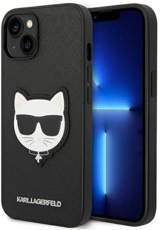 Dėklas Karl Lagerfeld KLHCP14MSAPCHK IPHONE 14 PLUS / 15 PLUS 6.7 "HARDCASE JUODA / Juodas SAFFIANO CHOUPETTE HEAD PATCH