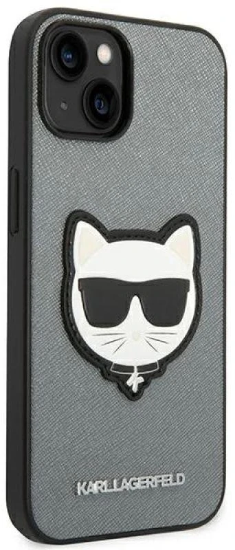 Karl Lagerfeld KLHCP14MSAPCHG Apple iPhone 14 Plus / 15 Plus 6,7″ kietas dėklas sidabrinis Saffiano Choupett