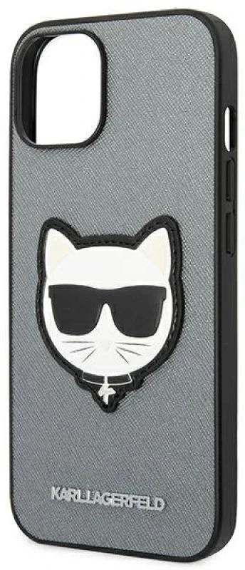 Karl Lagerfeld KLHCP14MSAPCHG Apple iPhone 14 Plus / 15 Plus 6,7″ kietas dėklas sidabrinis Saffiano Choupett