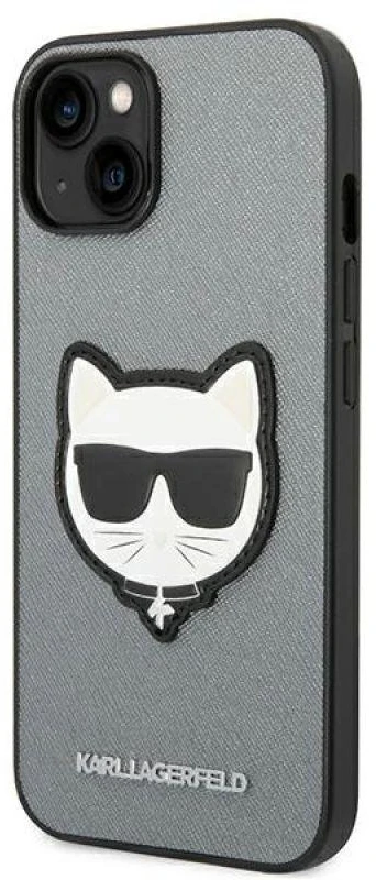 Karl Lagerfeld KLHCP14MSAPCHG Apple iPhone 14 Plus / 15 Plus 6,7″ kietas dėklas sidabrinis Saffiano Choupett