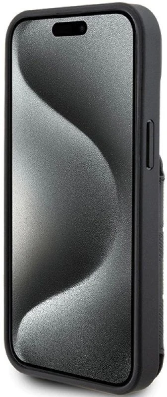 Karl Lagerfeld KLHCP15SSAKKNSCK Apple iPhone 15 / 14 / 13 6.1″ juodos spalvos kietas dėklas Saffiano Cardslots and