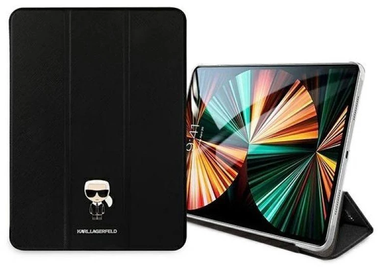 Karl Lagerfeld KLFC12OKMK Apple iPad 12.9″ Pro 2021 Book Cover juodos spalvos Saffiano Karl Iconic