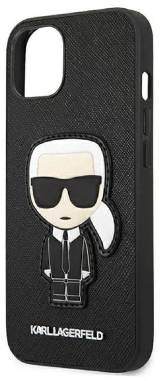 Dėklas Karl Lagerfeld Hardcase Saffiano Ikonik Karl`s Patch KLHCP13SOKPK galinis dangtelis, Apple, iPhone 13 mini, TPU, Juodas, 5,4 "