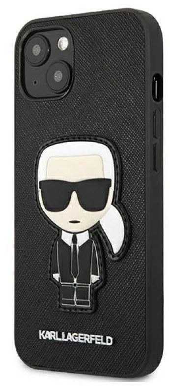 Dėklas Karl Lagerfeld Hardcase Saffiano Ikonik Karl`s Patch KLHCP13SOKPK galinis dangtelis, Apple, iPhone 13 mini, TPU, Juodas, 5,4 "