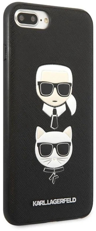 Karl Lagerfeld KLHCI8LSAKICKCBK Apple iPhone7 Plus / 8 Plus juodos spalvos kietas dėklas Saffiano Karl&Choupette