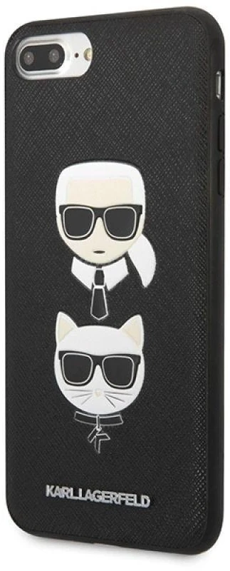 Karl Lagerfeld KLHCI8LSAKICKCBK Apple iPhone7 Plus / 8 Plus juodos spalvos kietas dėklas Saffiano Karl&Choupette