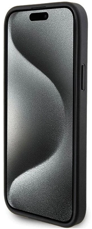 Karl Lagerfeld KLHCP15SSAPKCNPK Apple iPhone 15 / 14 / 13 6.1″ juodos spalvos kietas dėklas Saffiano Cardslot Karl