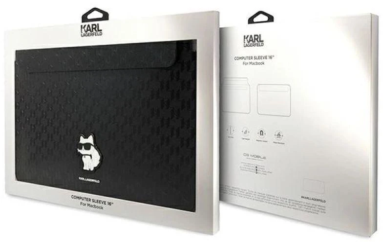Karl Lagerfeld Dėklas kompiuteriui KLCS16SAKHPCK 16″ juodos spalvos Saffiano Monogram Choupette