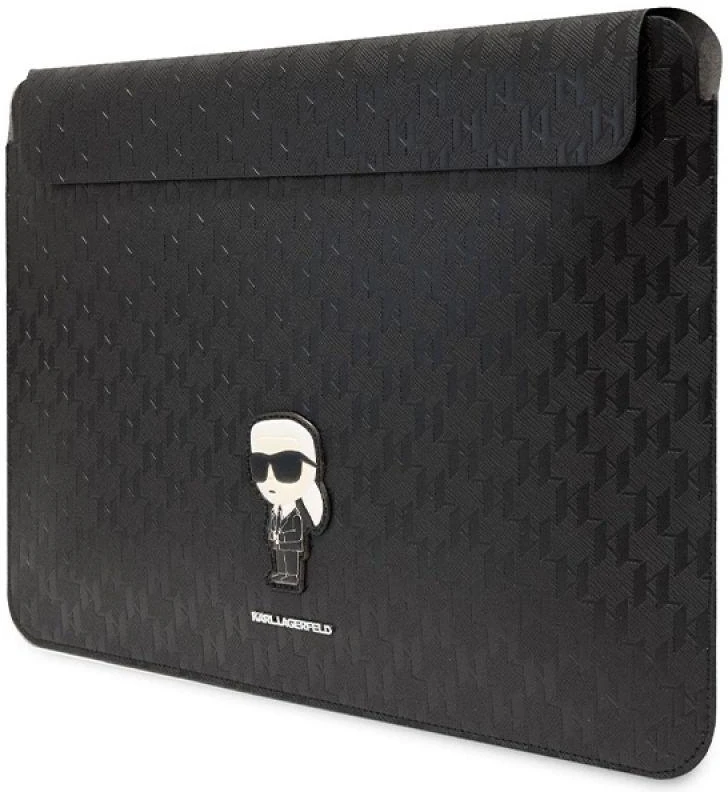 Karl Lagerfeld Dėklas kompiuteriui KLCS16SAKHPKK 16″ juodos spalvos Saffiano Monogram Ikonik
