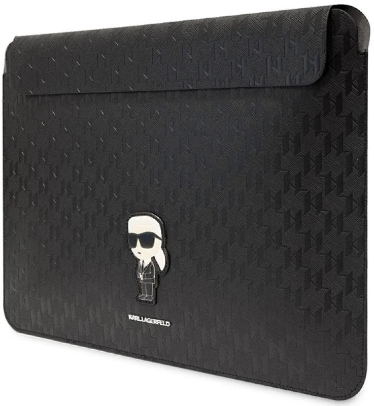 Karl Lagerfeld Dėklas kompiuteriui KLCS14SAKHPKK 14″ juodos spalvos Saffiano Monogram Ikonik
