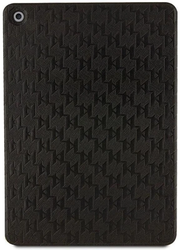 Karl Lagerfeld Saffiano Monogram Ikonik dėklas iPad 10.2" 2019 (7-osios kartos) su Folio Magnet ištisiniu dangteliu - Juodas
