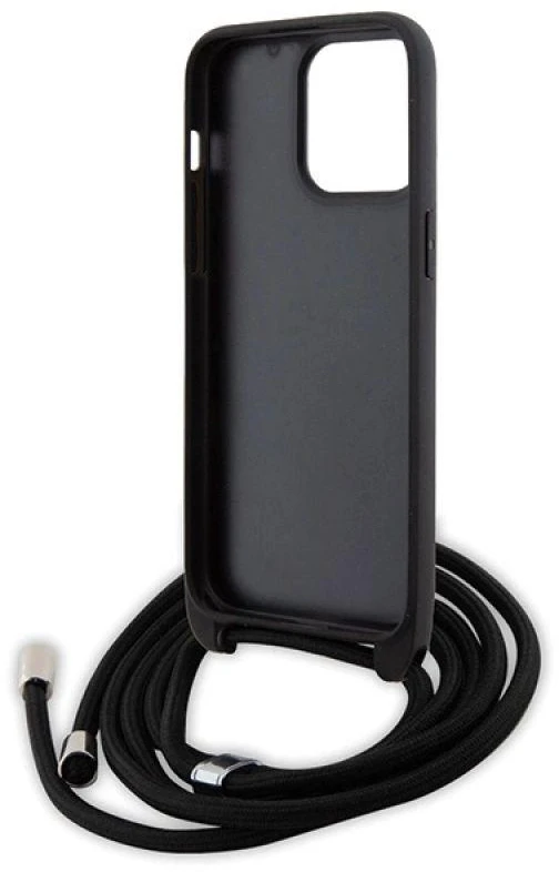 Karl Lagerfeld KLHCP15XSASKNPSK Apple iPhone 15 Pro Max 6.7″ kietas dėklas juodos spalvos Crossbody Saffiano Monog