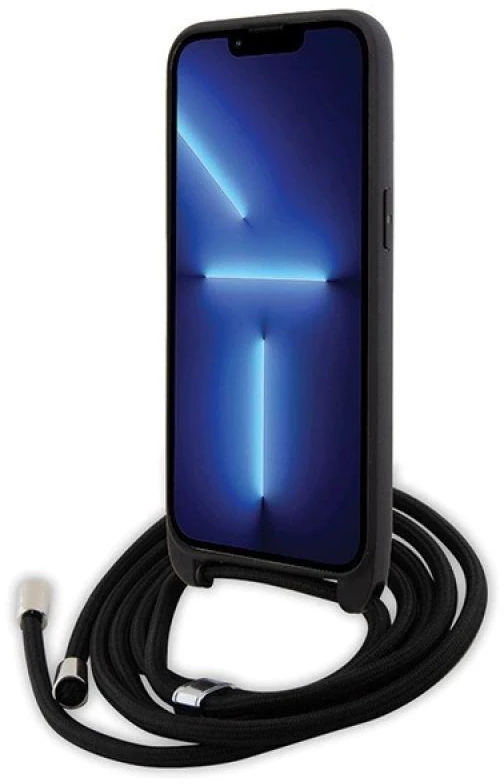Karl Lagerfeld KLHCP15XSASKNPSK Apple iPhone 15 Pro Max 6.7″ kietas dėklas juodos spalvos Crossbody Saffiano Monog