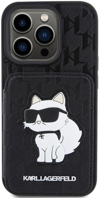 Karl Lagerfeld KLHCP15XSAKCNSCK Apple iPhone 15 Pro Max 6.7″ juodos spalvos kietas dėklas Saffiano Cardslots and S