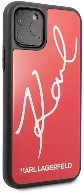 Karl Lagerfeld KLHCN65DLKSRE Apple iPhone 11 Pro Max red kietas dėklas Signature Glitter