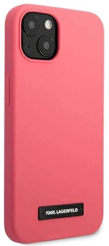 Karl Lagerfeld KLHCP13MSLMP1PI Apple iPhone 13 / 14 / 15 6,1″ kietas dėklas fuchsia Silicone Plaque
